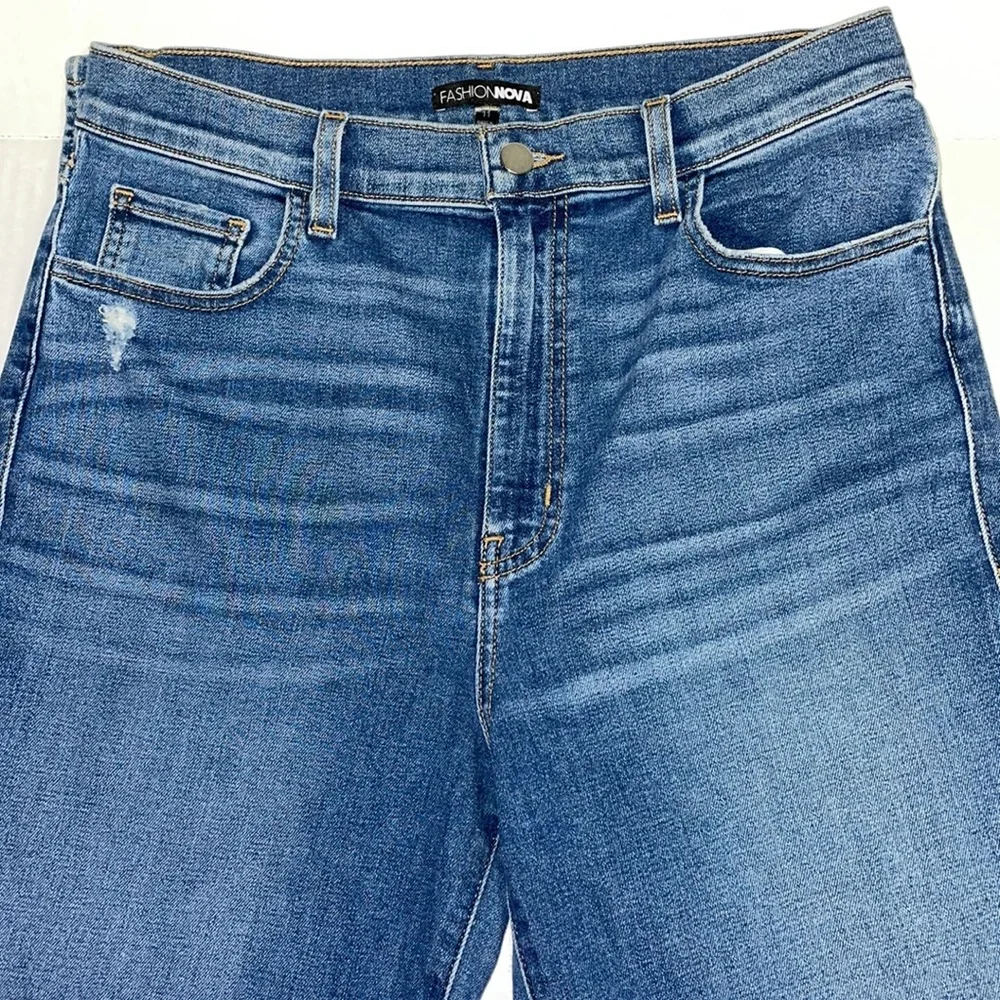 Fashionova Slit Side Hem Jeans - Blue - Size 11